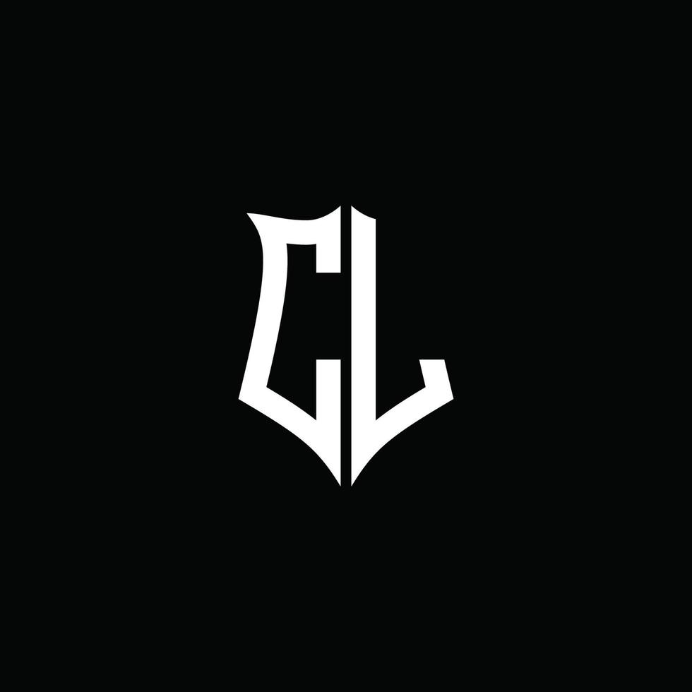 cl monogram brev logotyp band med sköld stil isolerad på svart bakgrund vektor