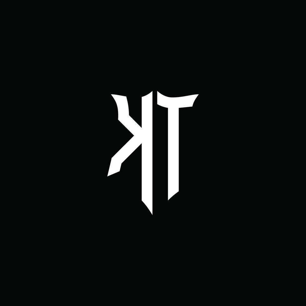 kt-Monogramm-Buchstaben-Logo-Band mit Schild-Stil auf schwarzem Hintergrund isoliert vektor