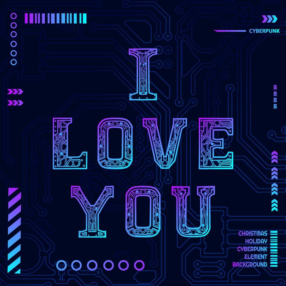 kärlek teknologi de cyberpunk trogen tech bakgrund. abstrakt vektor illustration.