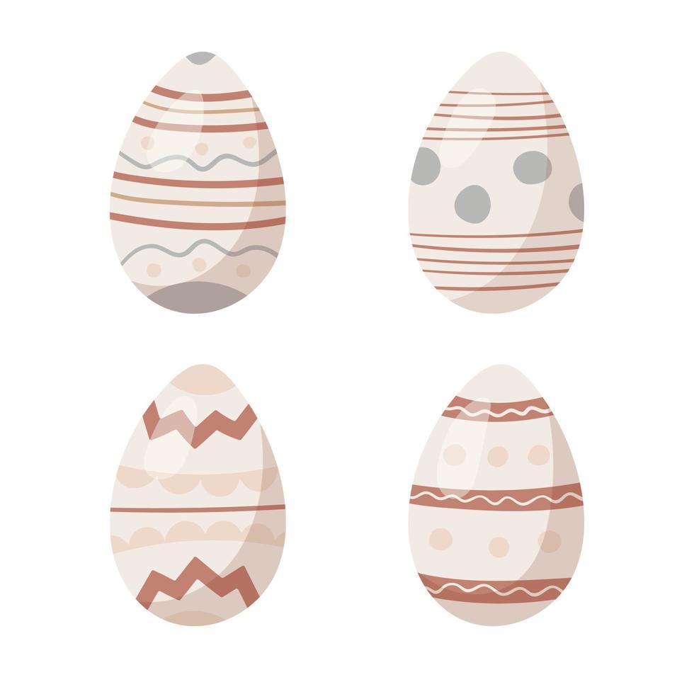vektor uppsättning av påsk dekorerad ägg isolerat på vit bakgrund.