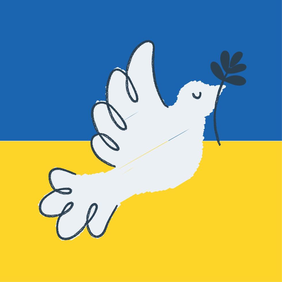 skizzieren von ein Frieden Vogel mit ein Lorbeer Kranz Hilfe Ukraine Vektor