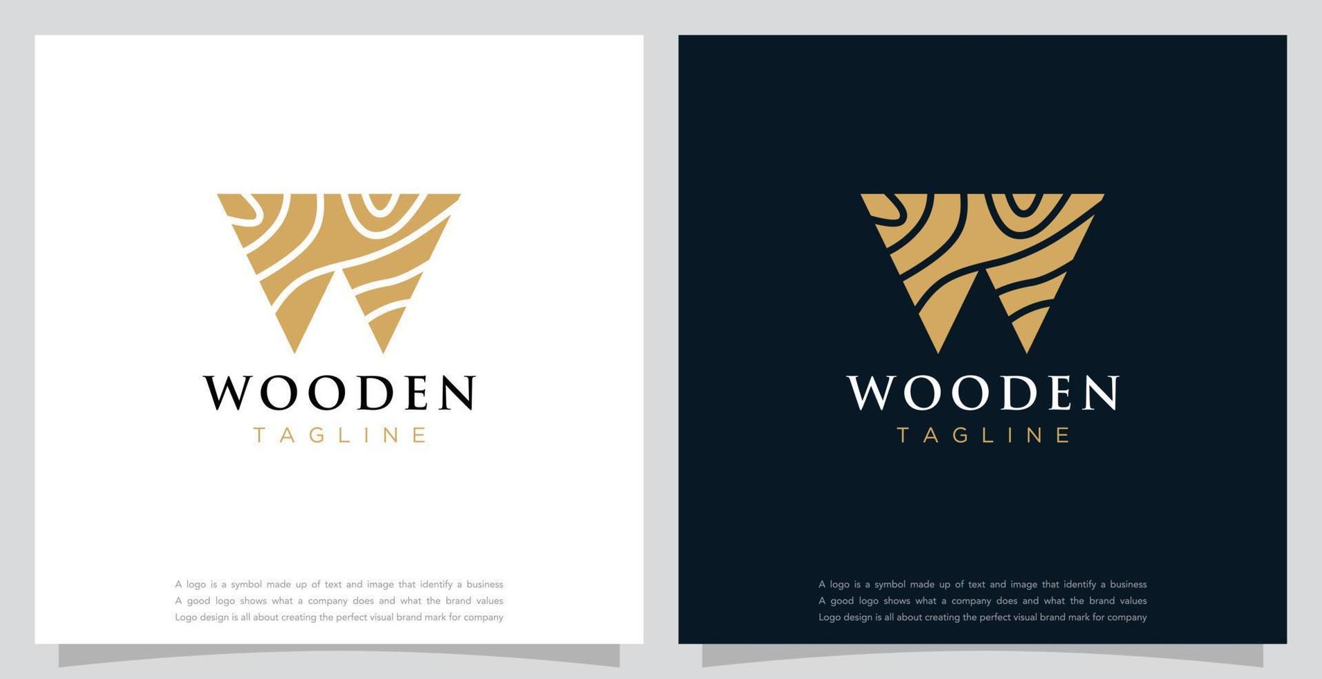 Holz Logo Design Vorlage mit Brief w Konzept vektor