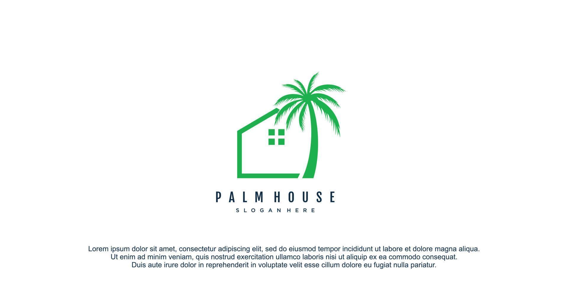 Palme Haus Logo mit kreativ Design Prämie Vektor