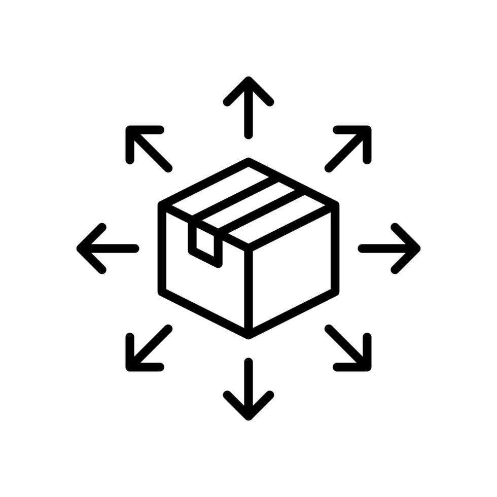 produkt distribution ikon i linje stil design isolerat på vit bakgrund. redigerbar stroke. vektor