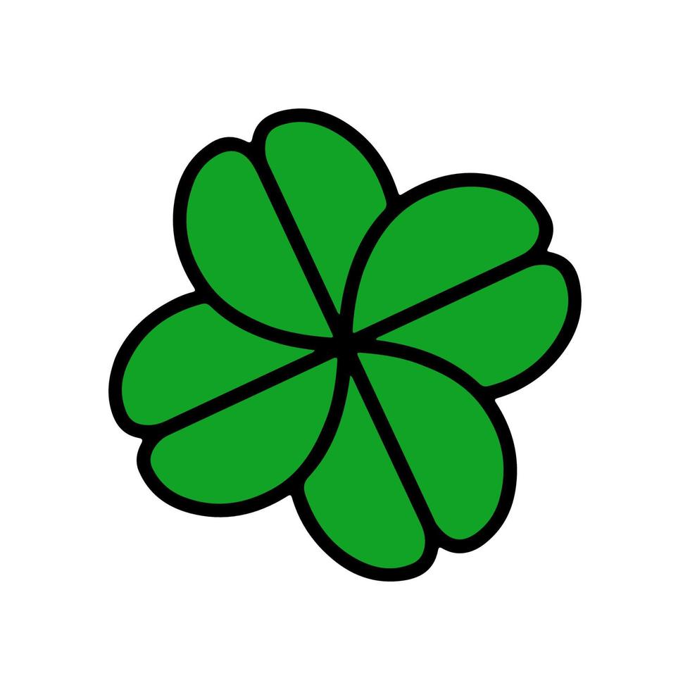 grön vitklöver klöver vektor ikon. st patrick dag symbol, pyssling blad tecken. vitklöver klöver isolerat, platt dekorativ element.