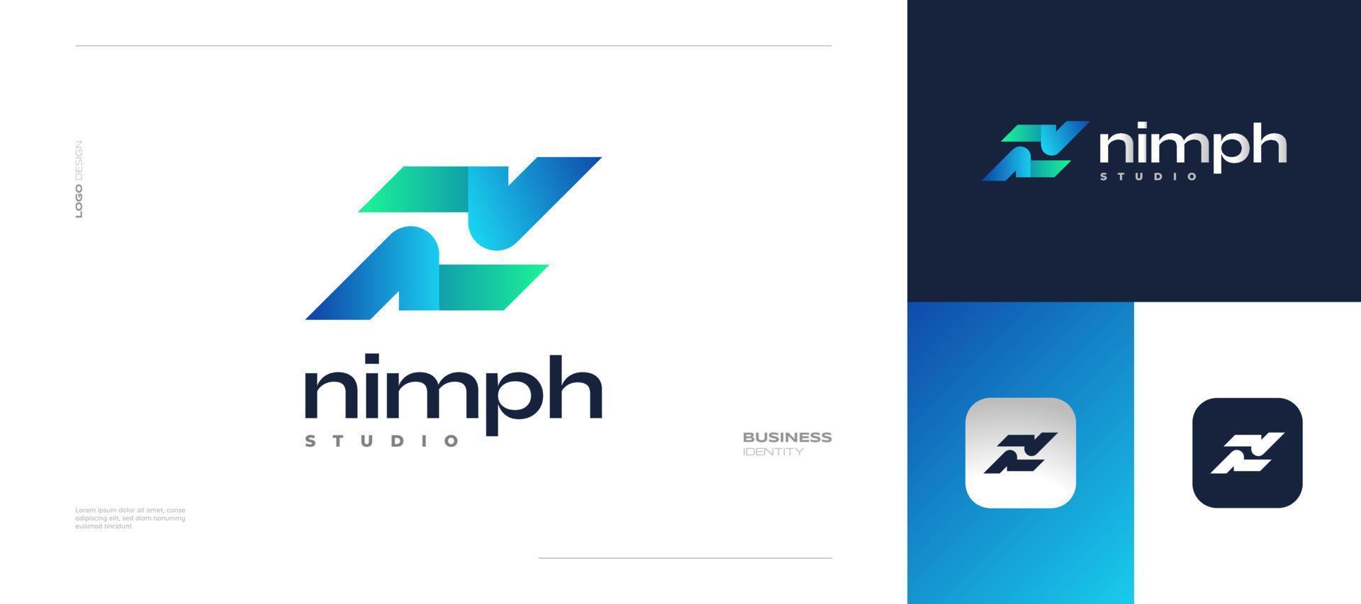 modern und einfach Brief n Logo Design im Blau und Grün Gradient Kombination. geeignet zum Geschäft und Technologie Marke Identität vektor