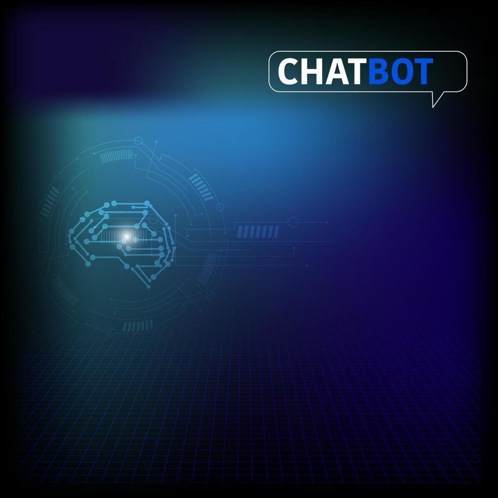 chatbot och hjärna mörk blå bakgrund belysning vektor