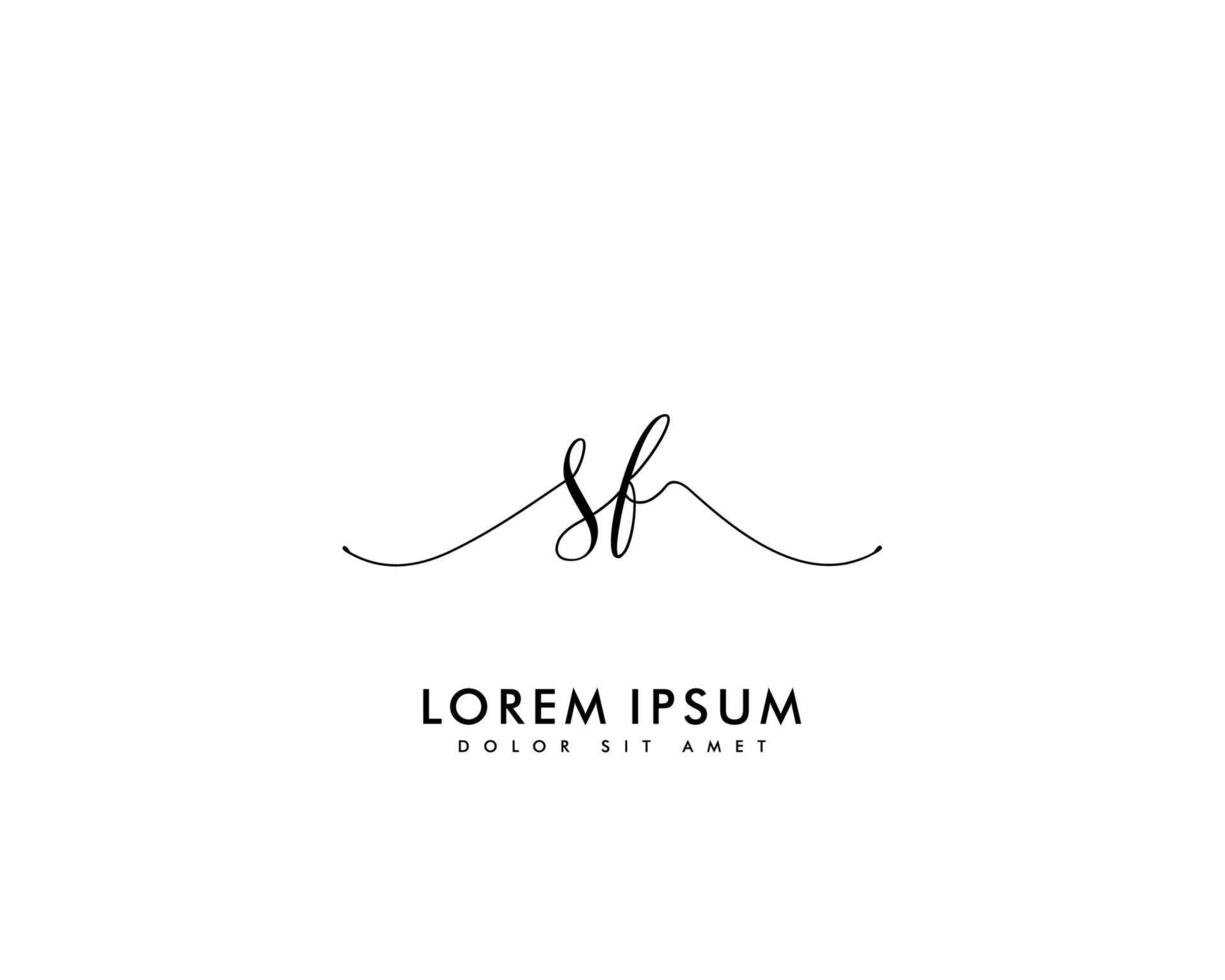 första brev sf feminin logotyp skönhet monogram och elegant logotyp design, handstil logotyp av första signatur, bröllop, mode, blommig och botanisk med kreativ mall vektor