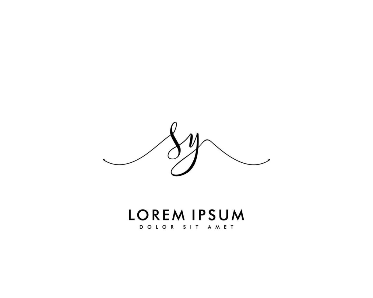 första brev sy feminin logotyp skönhet monogram och elegant logotyp design, handstil logotyp av första signatur, bröllop, mode, blommig och botanisk med kreativ mall vektor