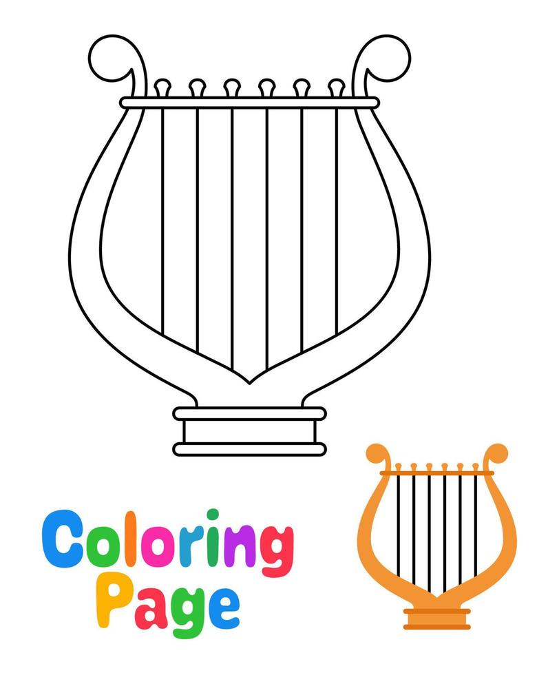 färg sida med harpa för barn vektor