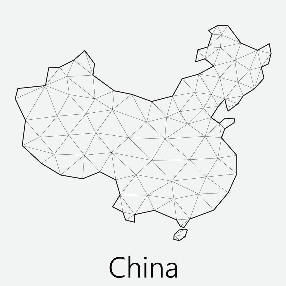 Vektor niedrig polygonal China Karte.