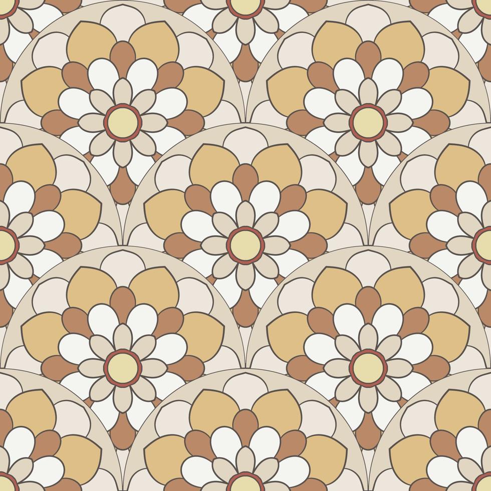 abstrakt Mandala Fisch Rahmen nahtlos Muster. Zier Fliese, Mosaik Hintergrund. Blumen- Patchwork Unendlichkeit Karte. Arabisch, indisch, Ottomane Motive. vektor