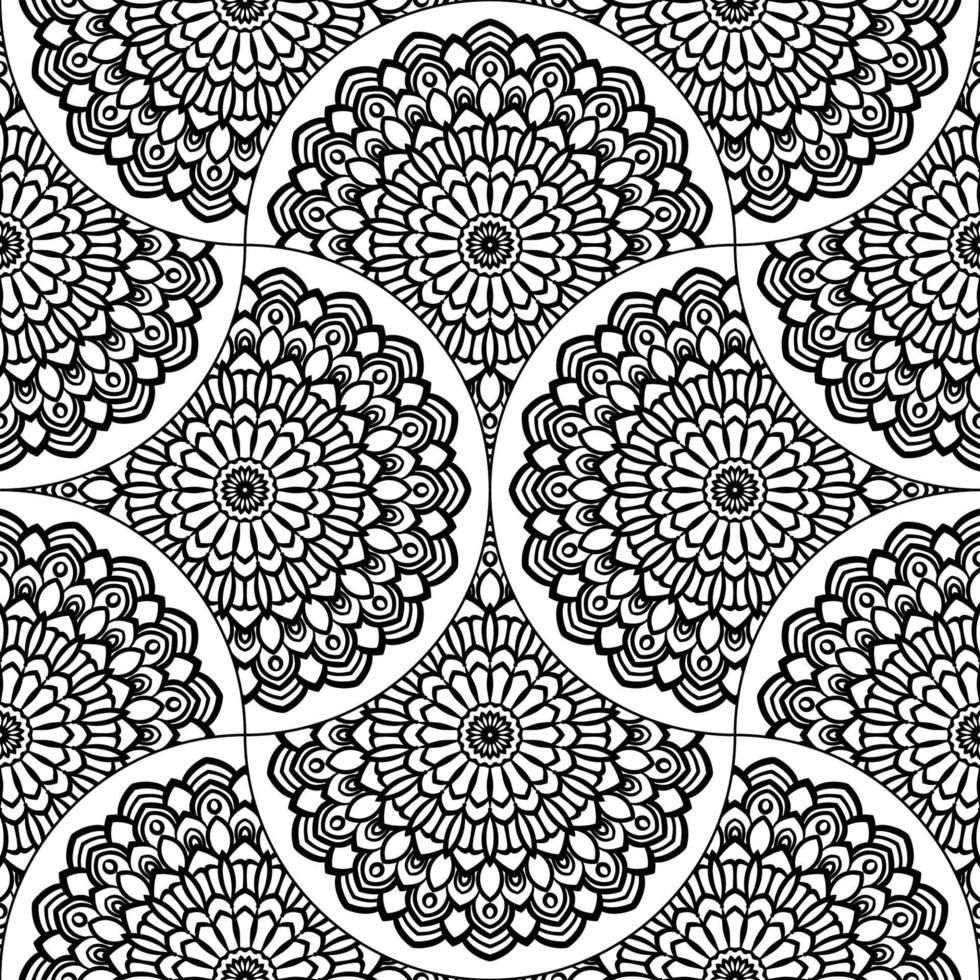 abstrakt Mandala Fisch Rahmen nahtlos Muster. Zier Fliese, Mosaik Hintergrund. Blumen- Patchwork Unendlichkeit Karte. Arabisch, indisch, Ottomane Motive. vektor