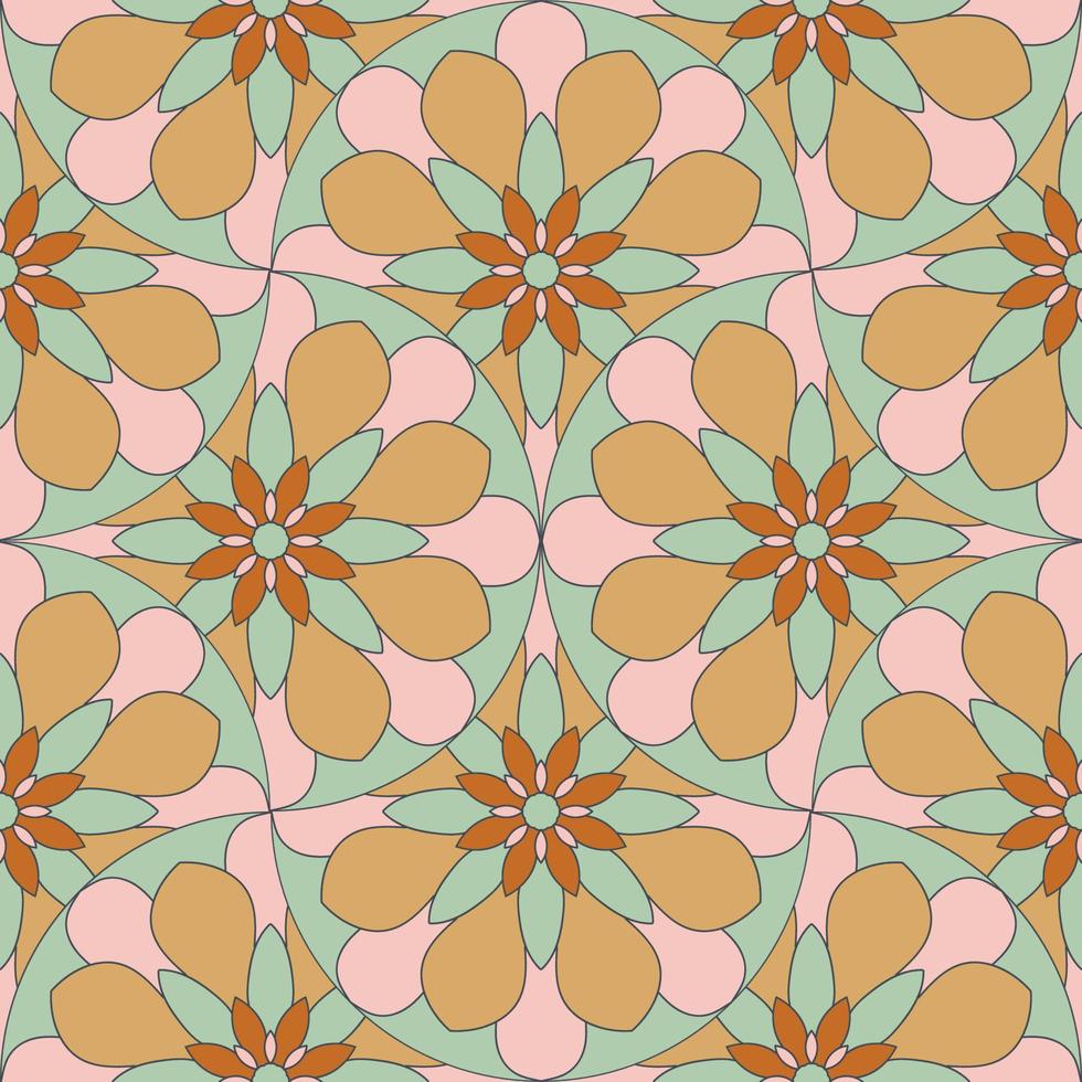 abstrakt Mandala Fisch Rahmen nahtlos Muster. Zier Fliese, Mosaik Hintergrund. Blumen- Patchwork Unendlichkeit Karte. Arabisch, indisch, Ottomane Motive. vektor