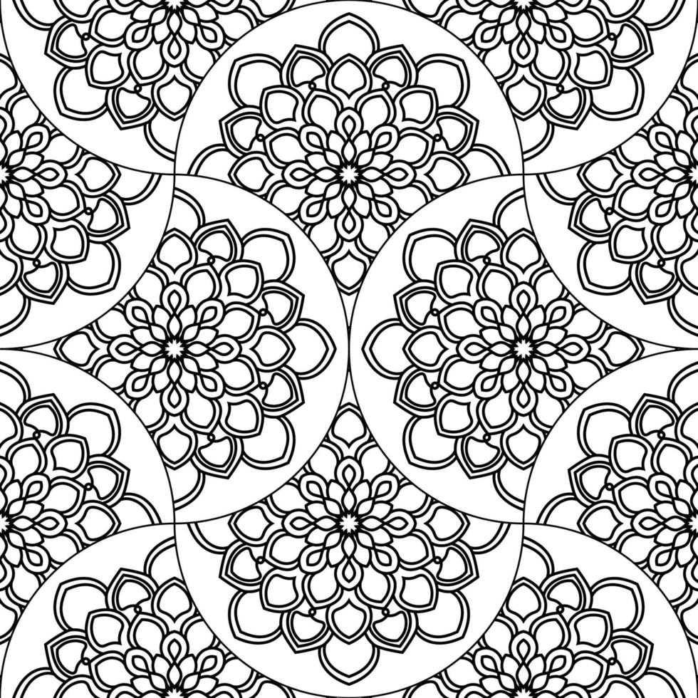 abstrakt Mandala Fisch Rahmen nahtlos Muster. Zier Fliese, Mosaik Hintergrund. Blumen- Patchwork Unendlichkeit Karte. Arabisch, indisch, Ottomane Motive. vektor