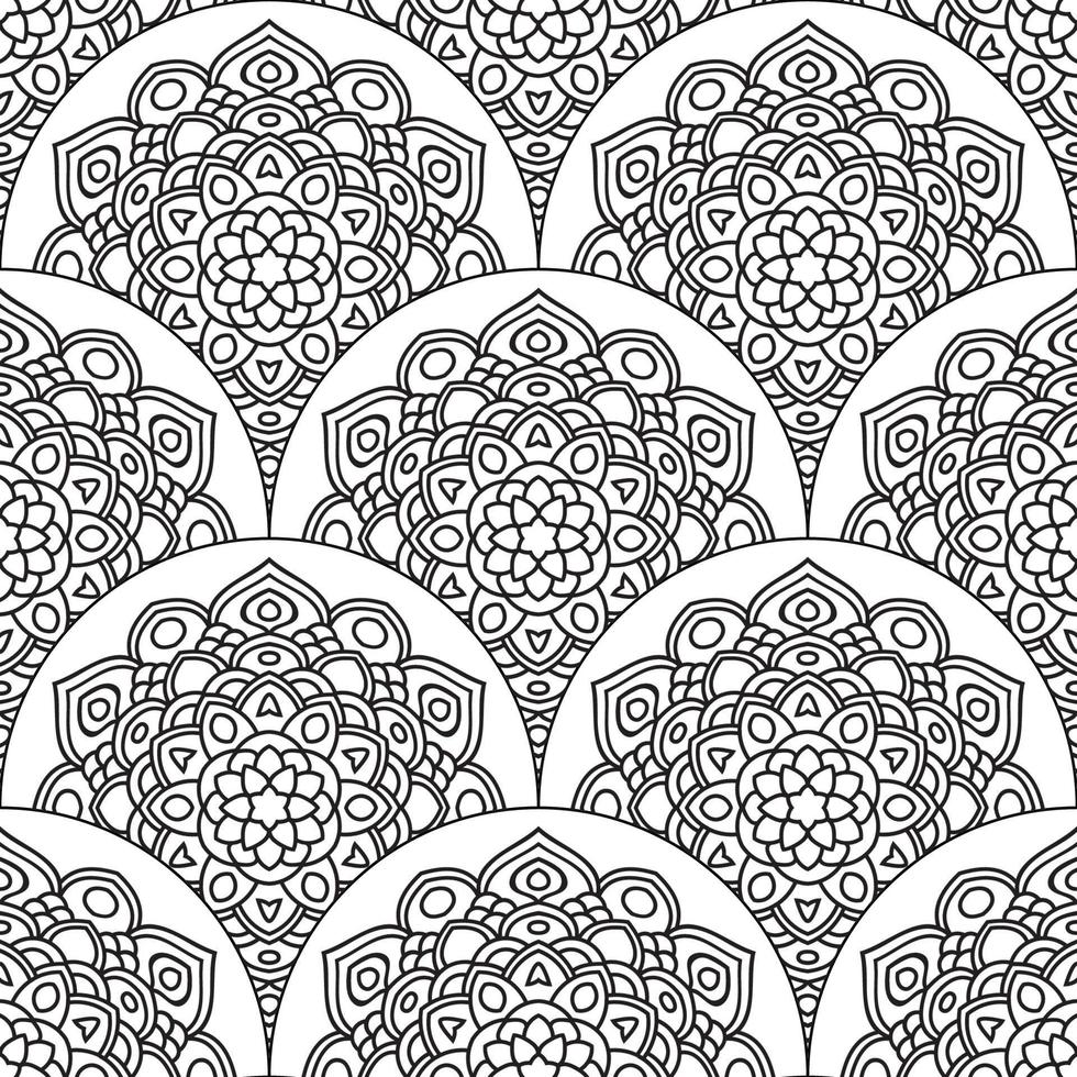 abstrakt mandala fisk skala sömlös mönster. dekorativ bricka, mosaik- bakgrund. blommig patchwork oändlighet kort. arabiska, indian, ottoman motiv. vektor