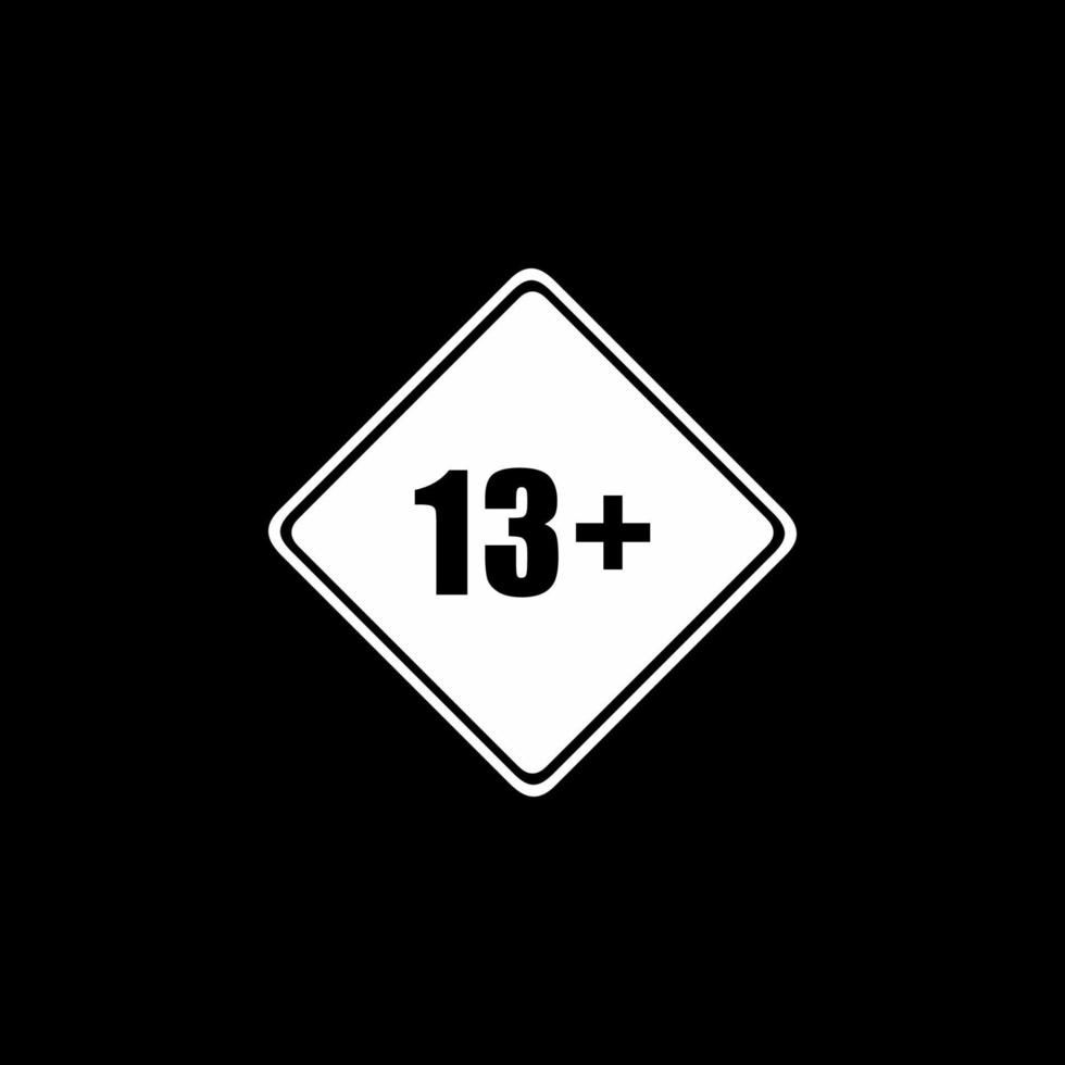Zeichen von Erwachsene nur Symbol Symbol zum dreizehn Plus oder 13 Plus Alter. Vektor Illustration