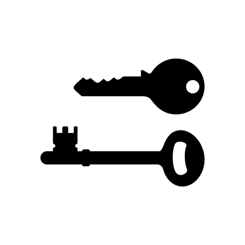 silhuett av de nyckel för ikon, symbol, tecken, piktogram, hemsida, appar, konst illustration, logotyp eller grafisk design element. vektor illustration