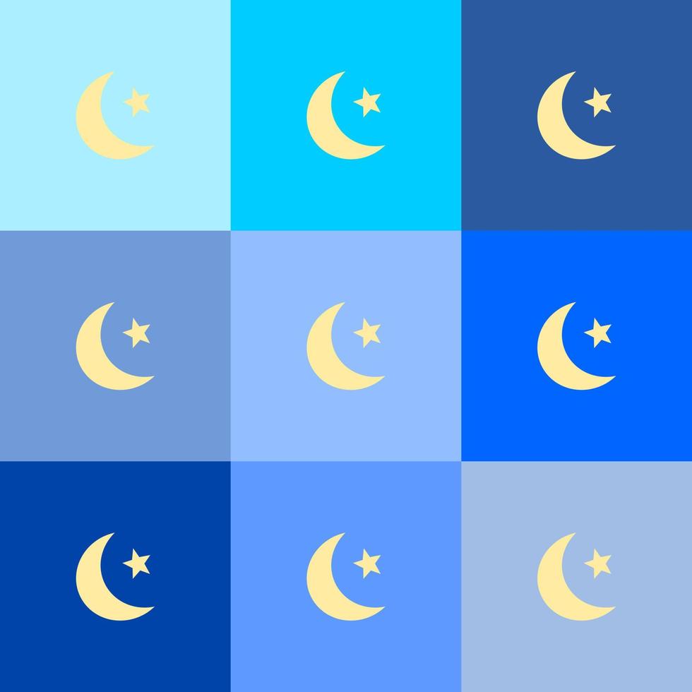 mönster med blå tona bakgrund och ljus Färg av stjärnor och månar, ramadan vektor