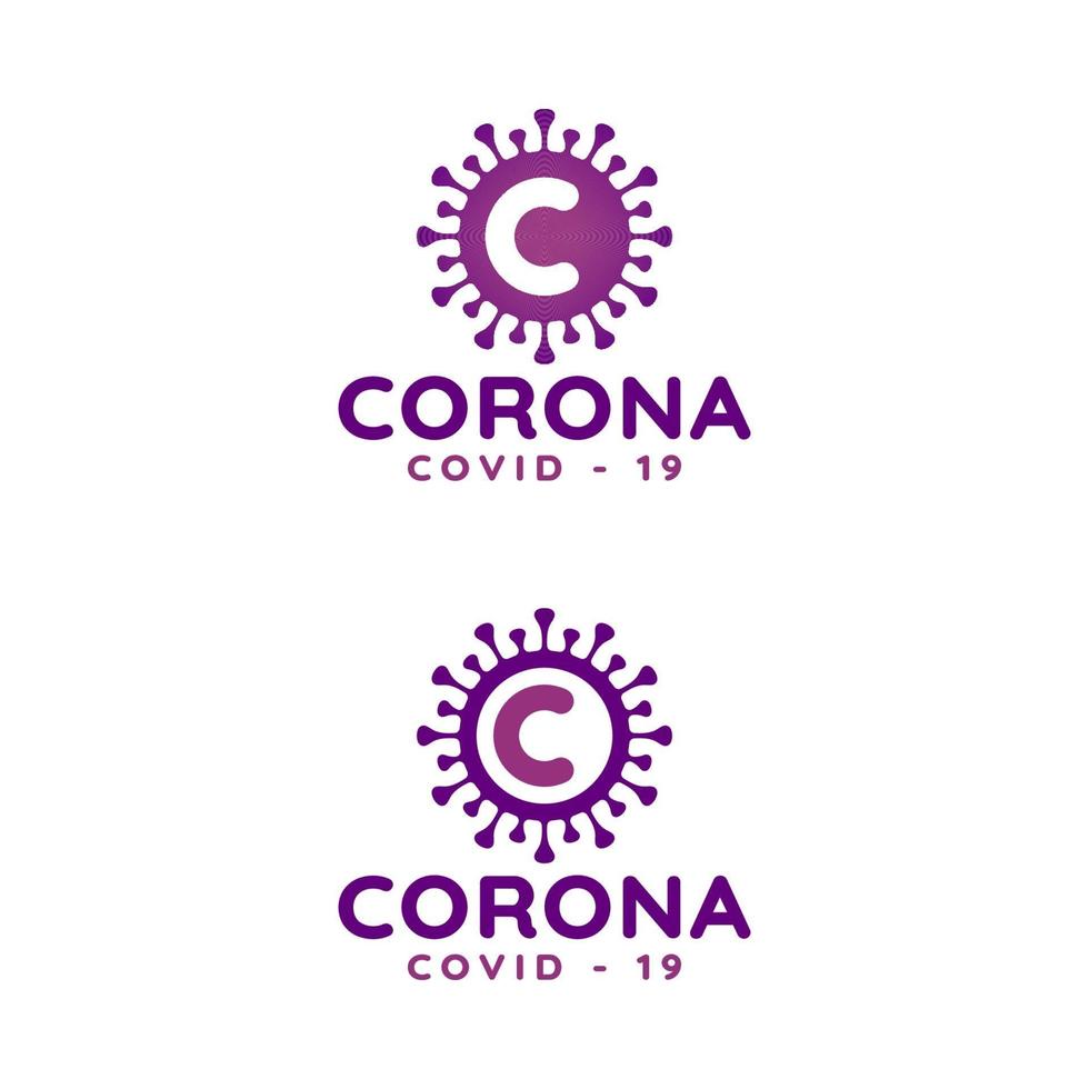 Buchstabe c Corona-Virus-Logo vektor