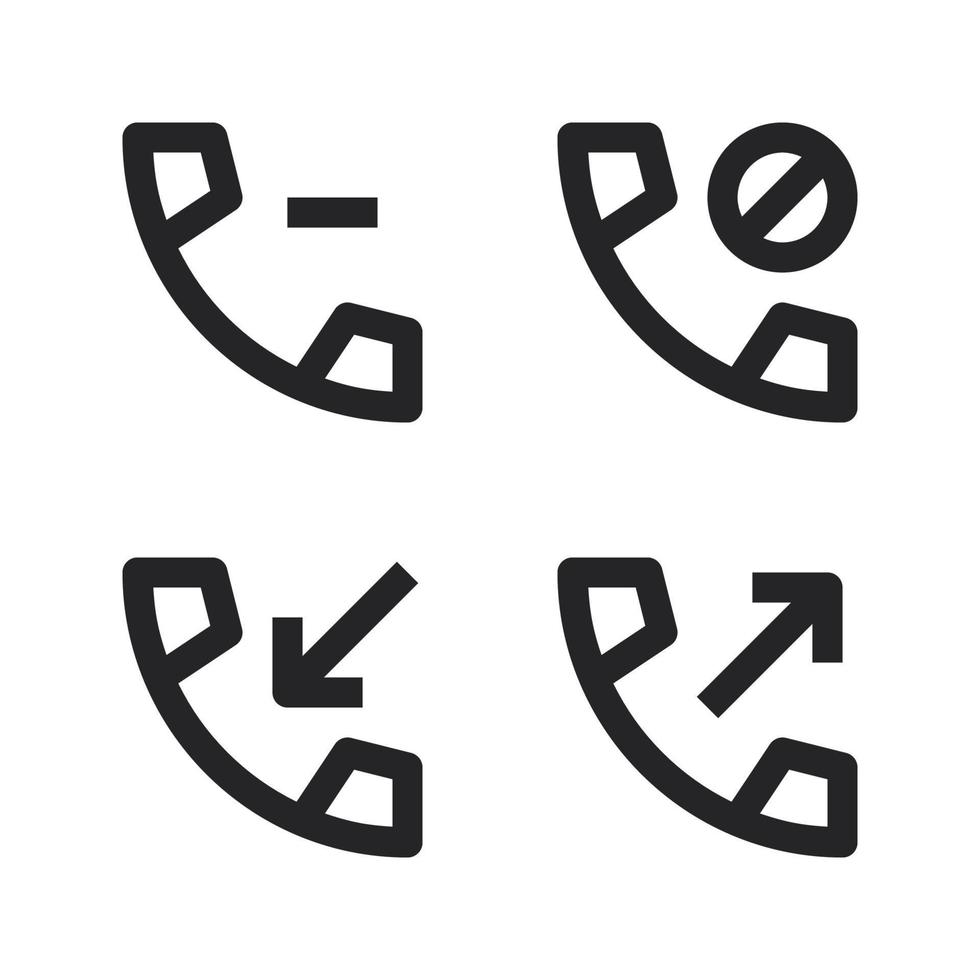 Benutzer Schnittstelle Symbole Satz. löschen Telefon, verstopft, abgehend, eingehend. perfekt zum Webseite Handy, Mobiltelefon Anwendung, App Symbole, Präsentation, Illustration und irgendein andere Projekte vektor