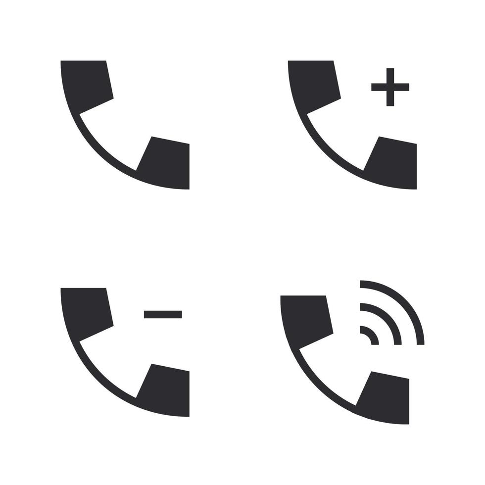 Benutzer Schnittstelle Symbole Satz. Telefon, hinzufügen Telefon, löschen Telefon, Telefon Klingeln. perfekt zum Webseite Handy, Mobiltelefon Anwendung, App Symbole, Präsentation, Illustration und irgendein andere Projekte vektor