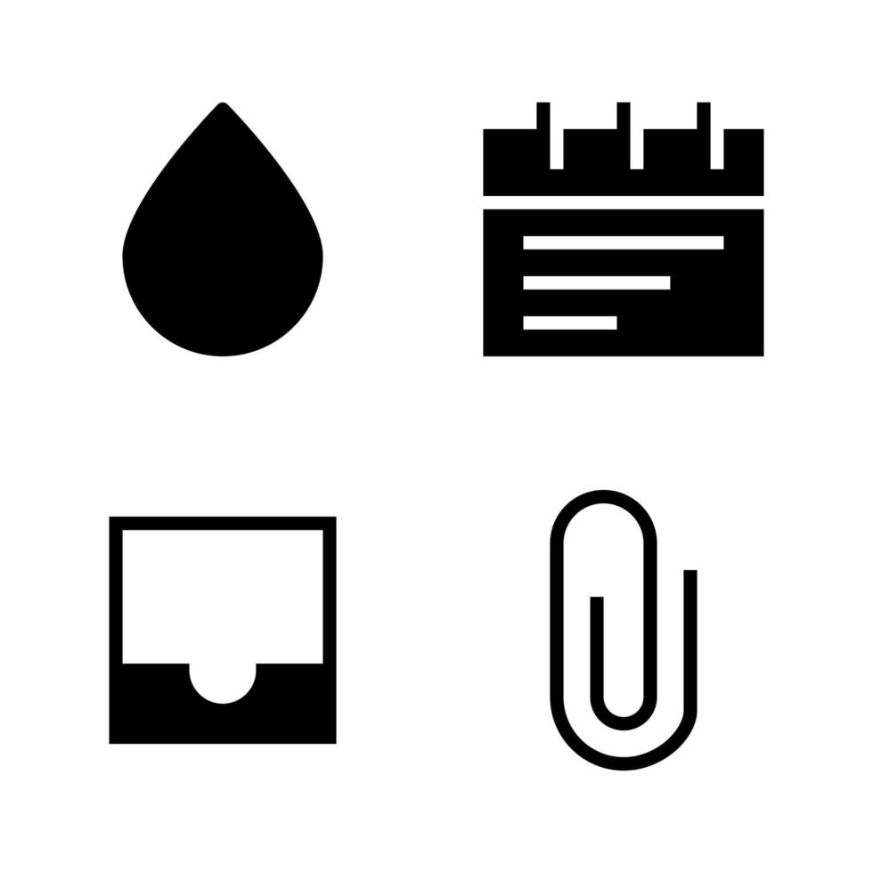 Benutzer Schnittstelle Symbole Satz. fallen Wasser, Kalender, Posteingang, Papier Clip. perfekt zum Webseite Handy, Mobiltelefon Anwendung, App Symbole, Präsentation, Illustration und irgendein andere Projekte vektor