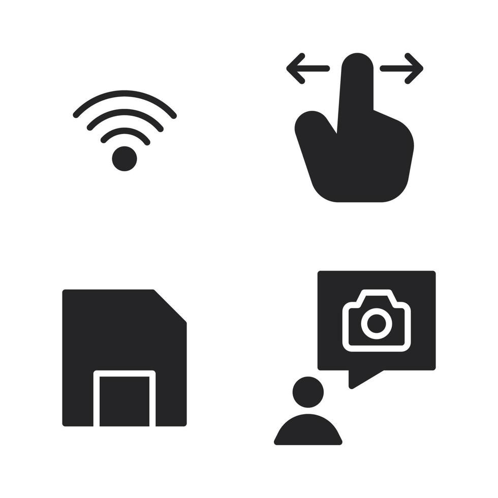 Fotografie Symbole Satz. Signal, Hand Geste, speichern, Gespräch. perfekt zum Webseite Handy, Mobiltelefon Anwendung, App Symbole, Präsentation, Illustration und irgendein andere Projekte vektor