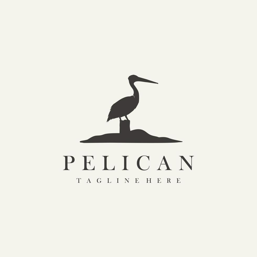 Pelikan Vogel Silhouette Logo Design Vektor Illustration