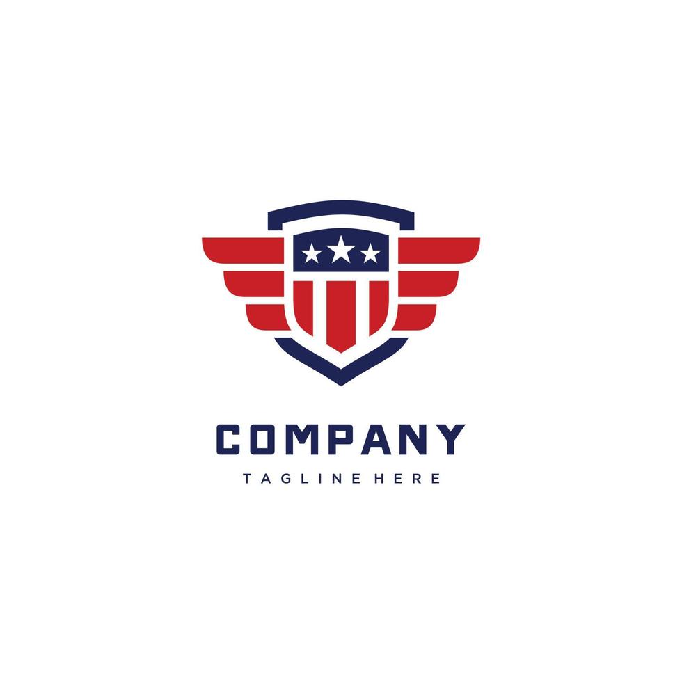 Schild Emblem Sport Team, patriotisch, USA Flagge, Logo Design Symbol Vektor Vorlage Illustration