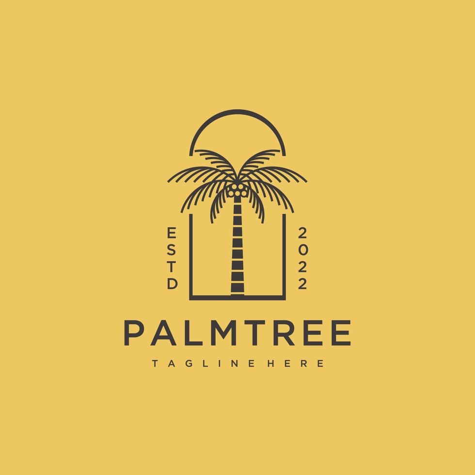 Palme Baum Jahrgang minimalistisch Logo Vektor Symbol Illustration Gelb Hintergrund