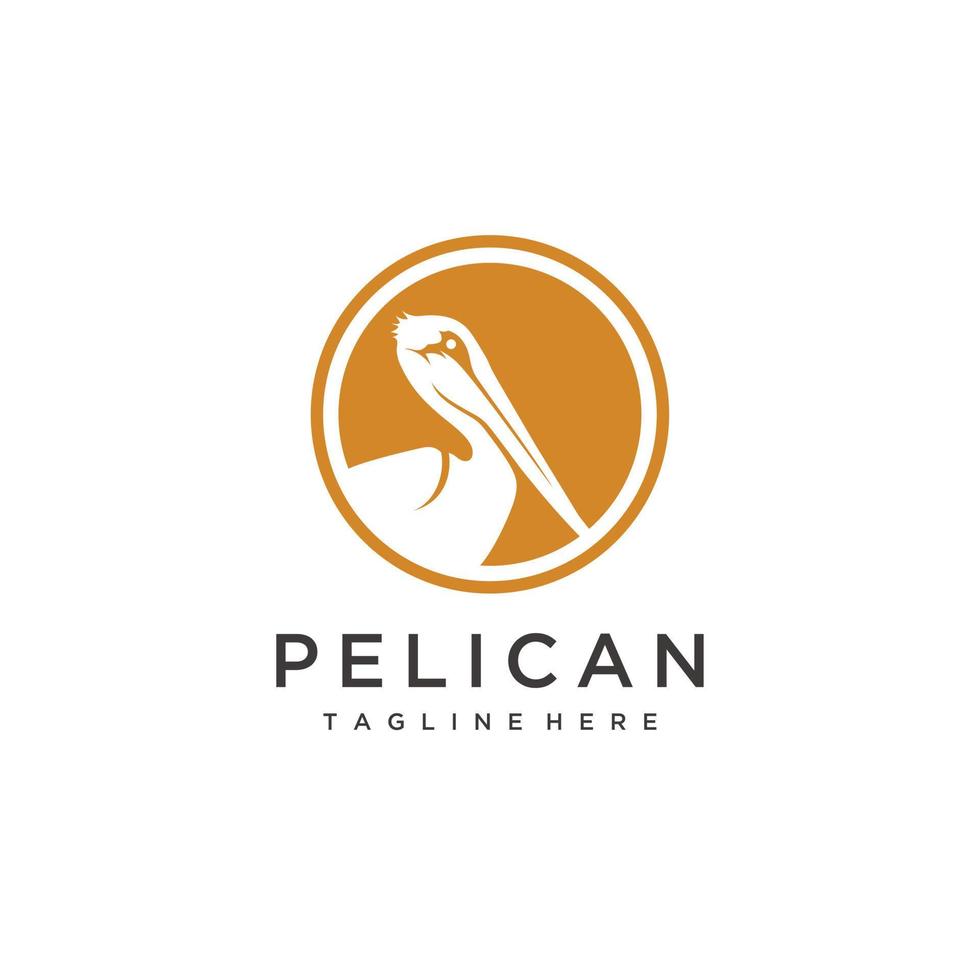 pelikan fågel cirkel minimalist logotyp design vektor illustration