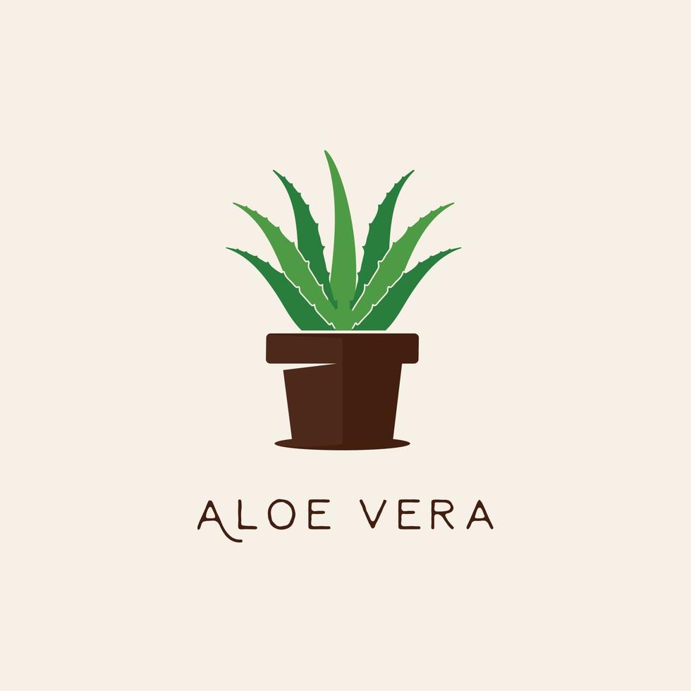 Aloe vera mit Topf Garten Logo Symbol Vektor Illustration
