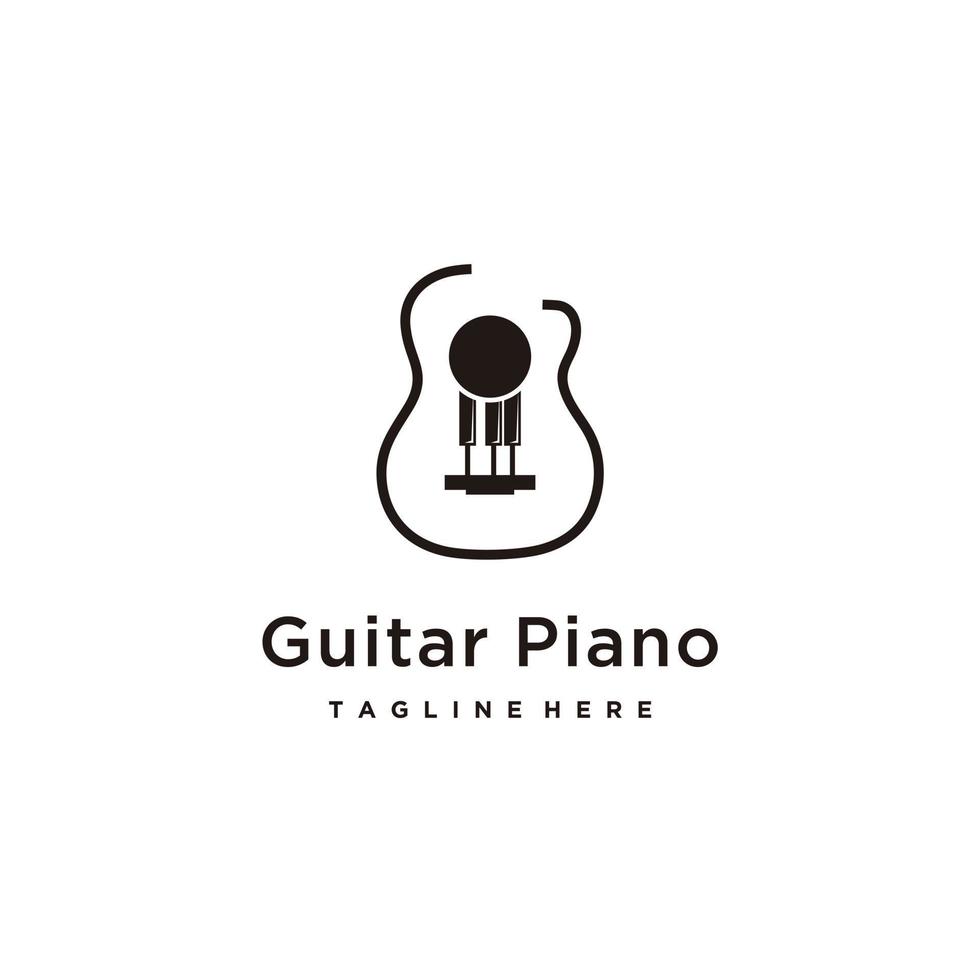 gitarr och piano nyckel musik logotyp grafisk design vektor