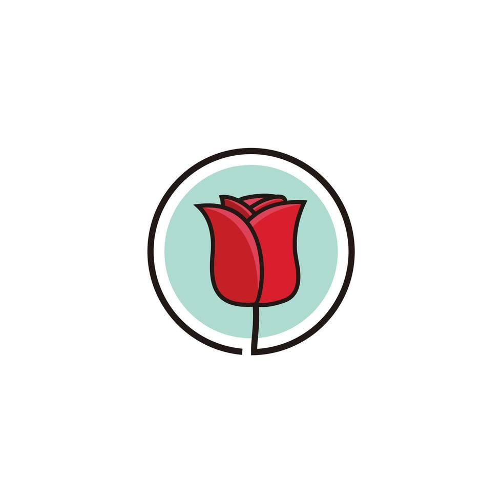 rot Rose Blume minimalistisch Kreis Logo Design Symbol Vektor