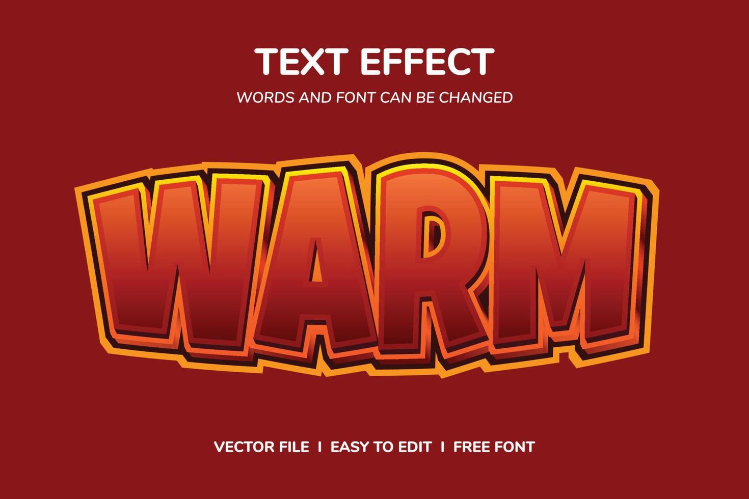 värma text effekt mall med 3d stil vektor
