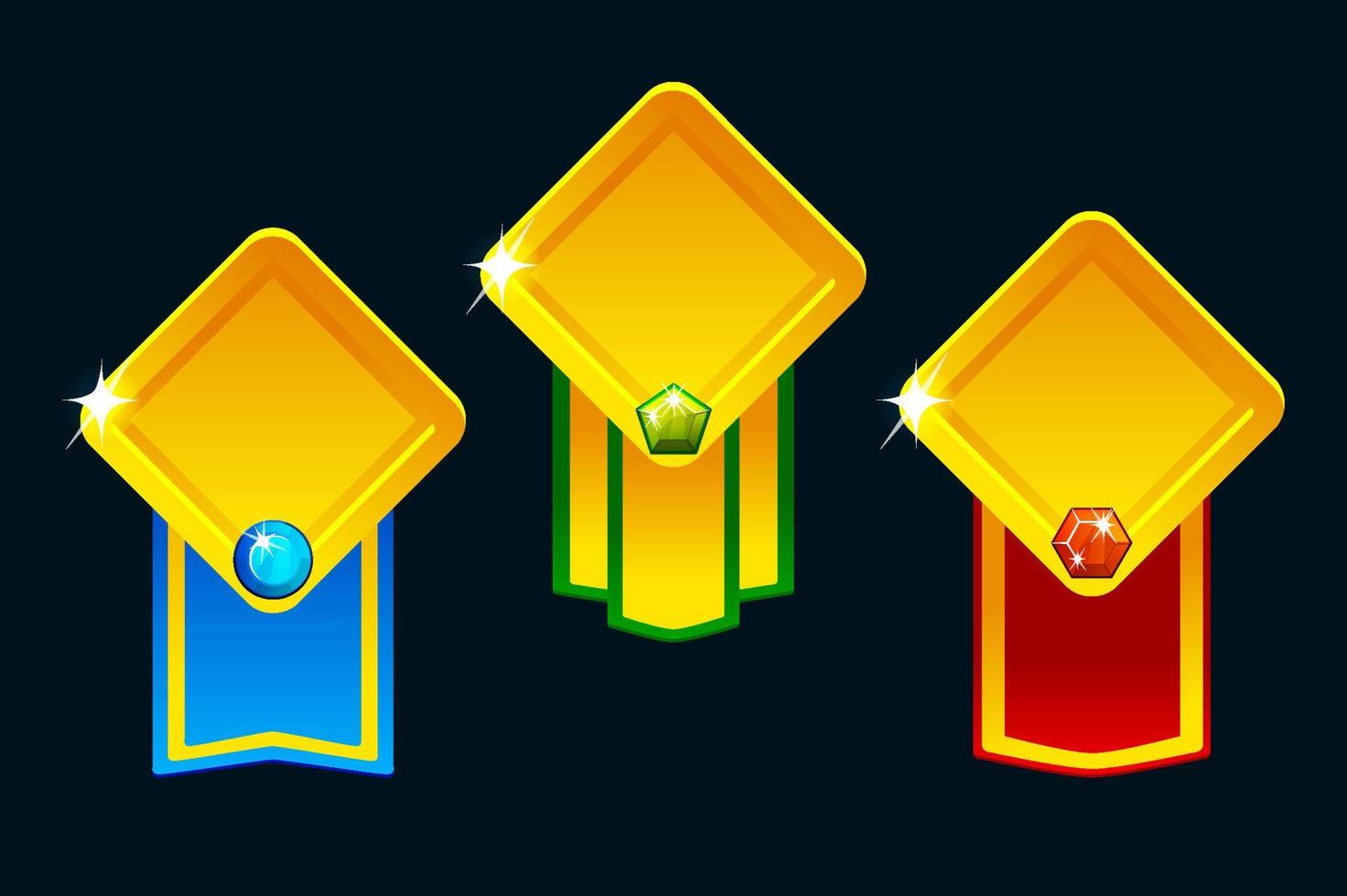 belöningar bonus ui ikoner i romb form. nivå upp icon.element för mobil spel eller webb appar. grafiska 2d element för ui och gui. vektor