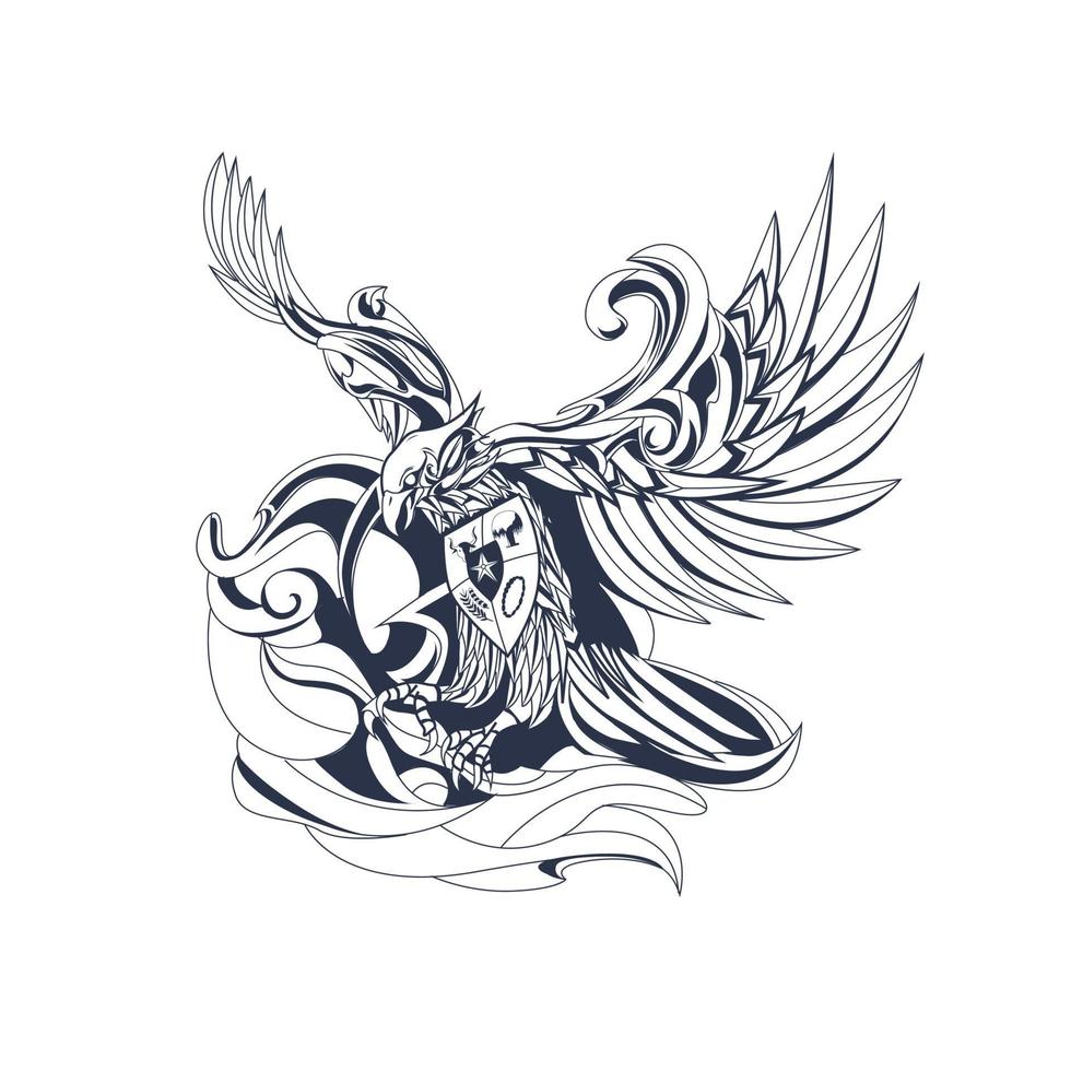 Garuda indonesische Tinte Illustration Kunstwerk vektor