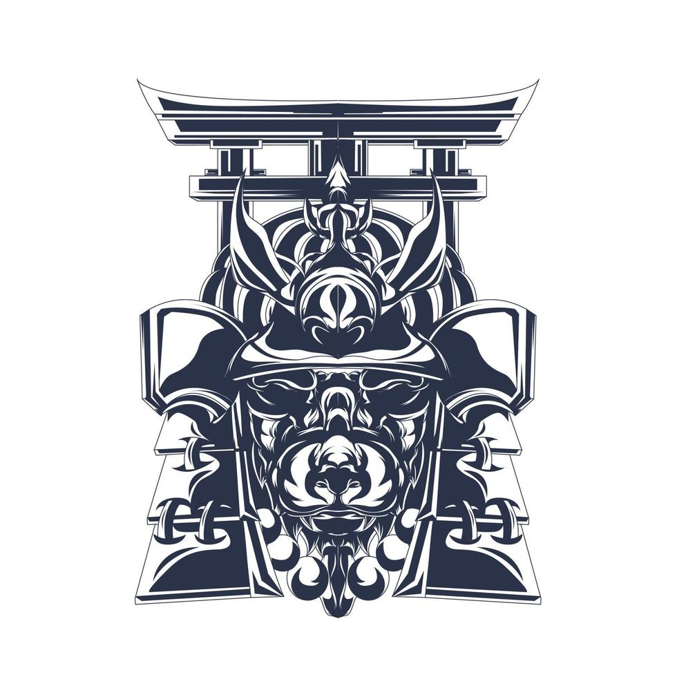 Samurai Japan Tinte Illustration Kunstwerk vektor