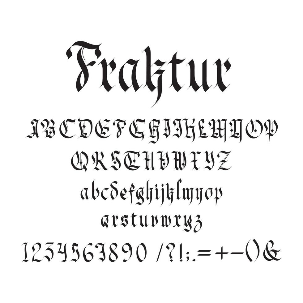 årgång gotik font vektor illustration