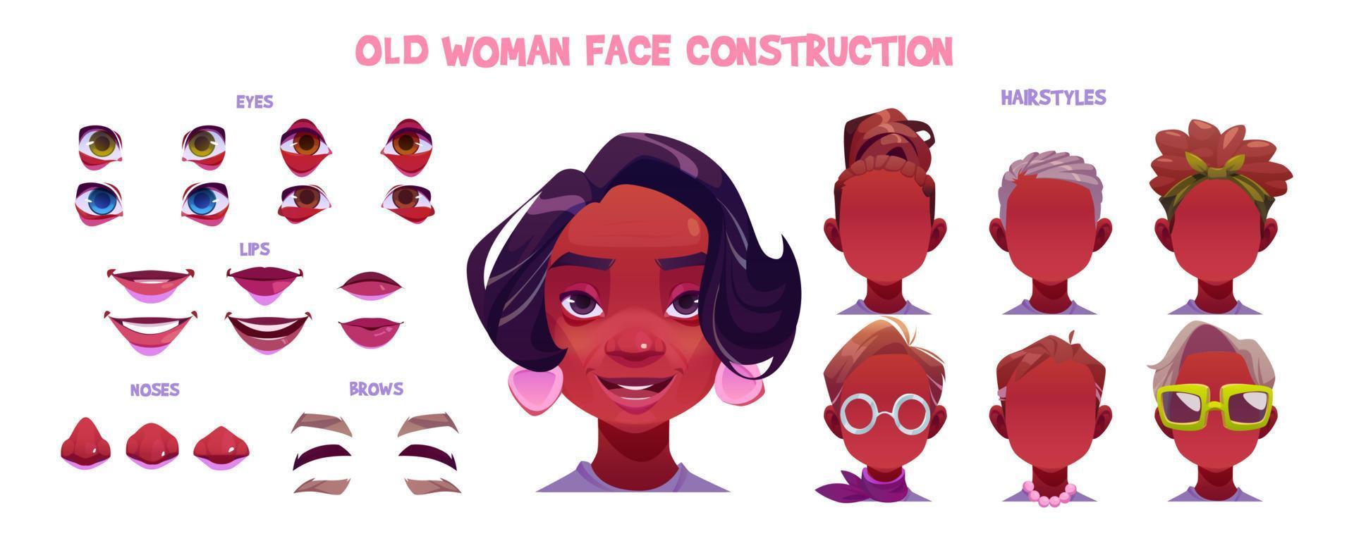 gammal afrikansk amerikan kvinna ansikte konstruktör vektor