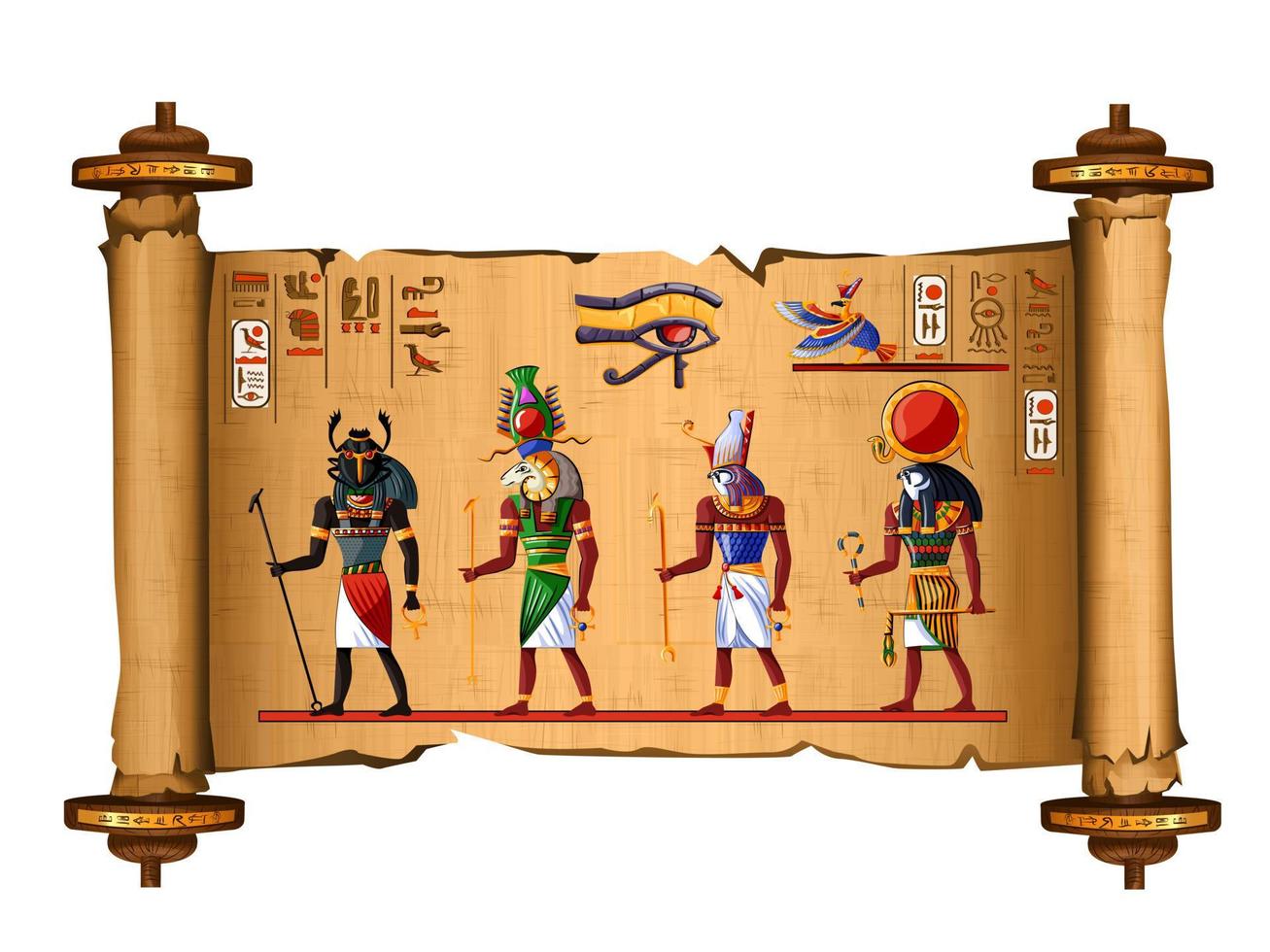 gammal egypten papyrus skrolla tecknad serie vektor