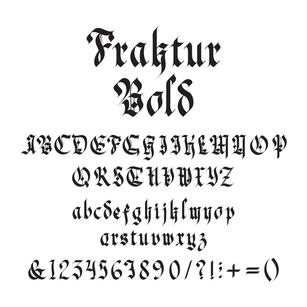 årgång gotik djärv font vektor illustration