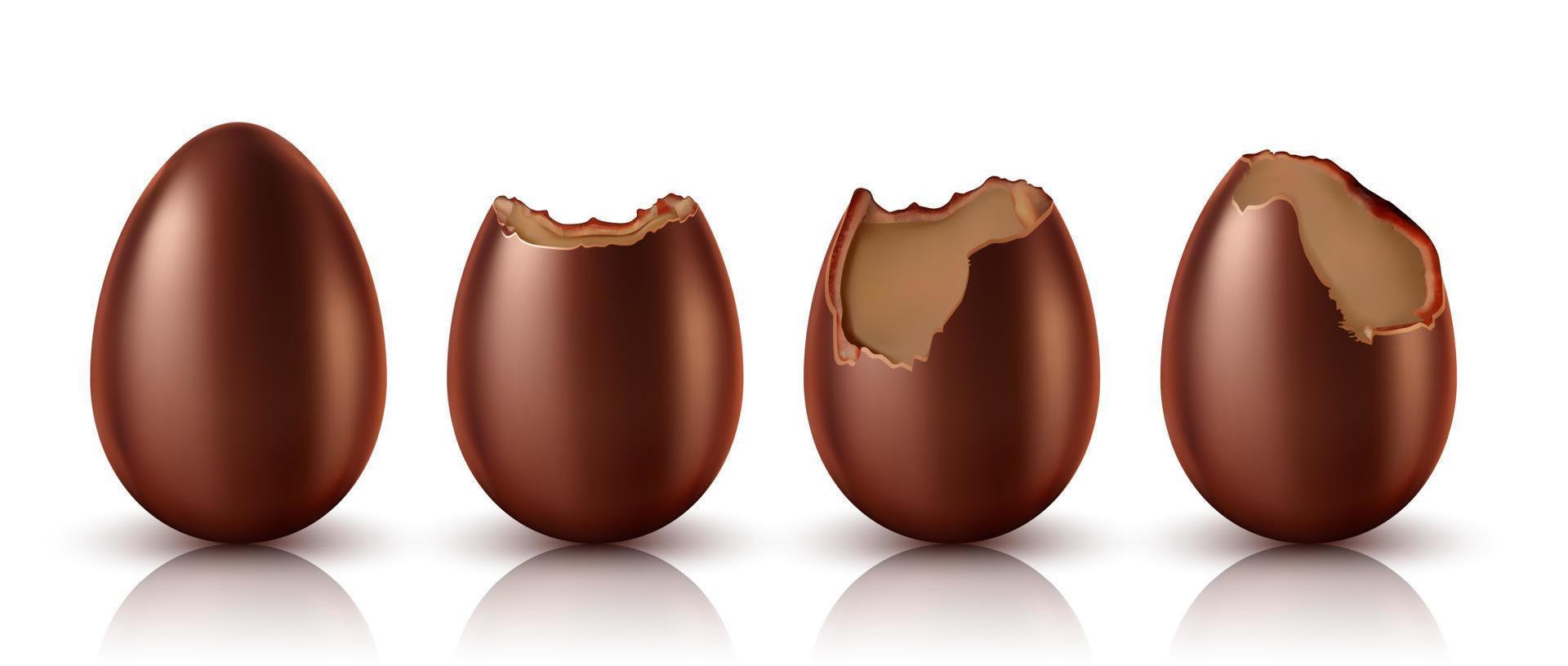 Schokolade Ei ganze und gebissen realistisch Vektor