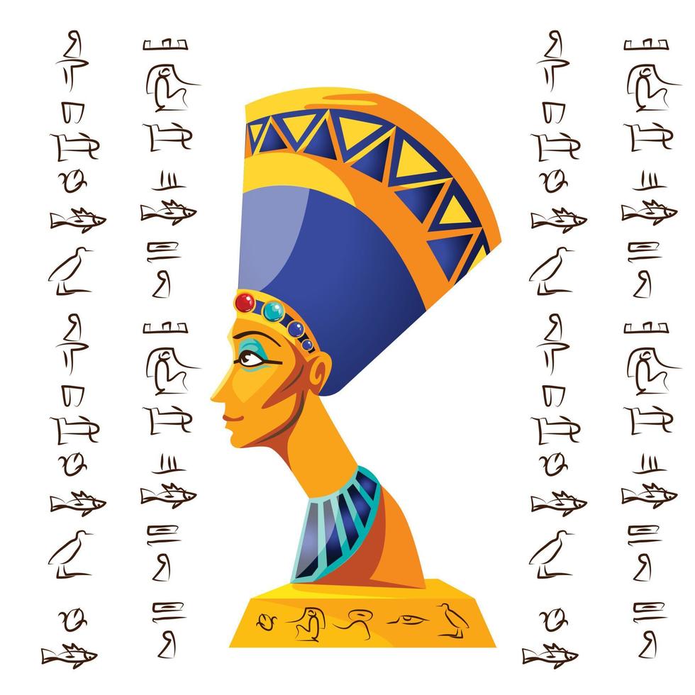 egyptisk kultur symbol, staty av nefertiti vektor