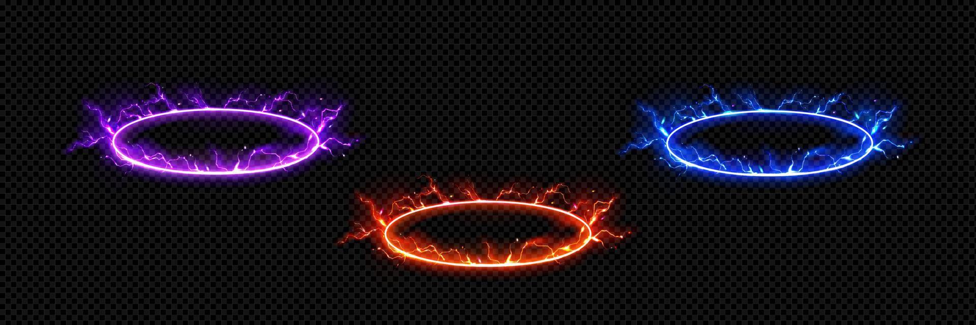 runda energi portal med blixtar vektor
