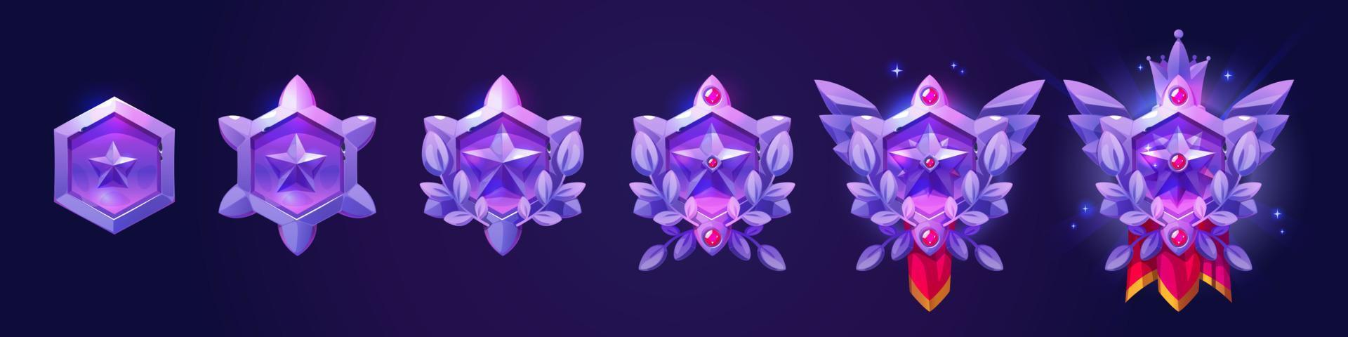 lila sexhörning ramar av spel avatars vektor