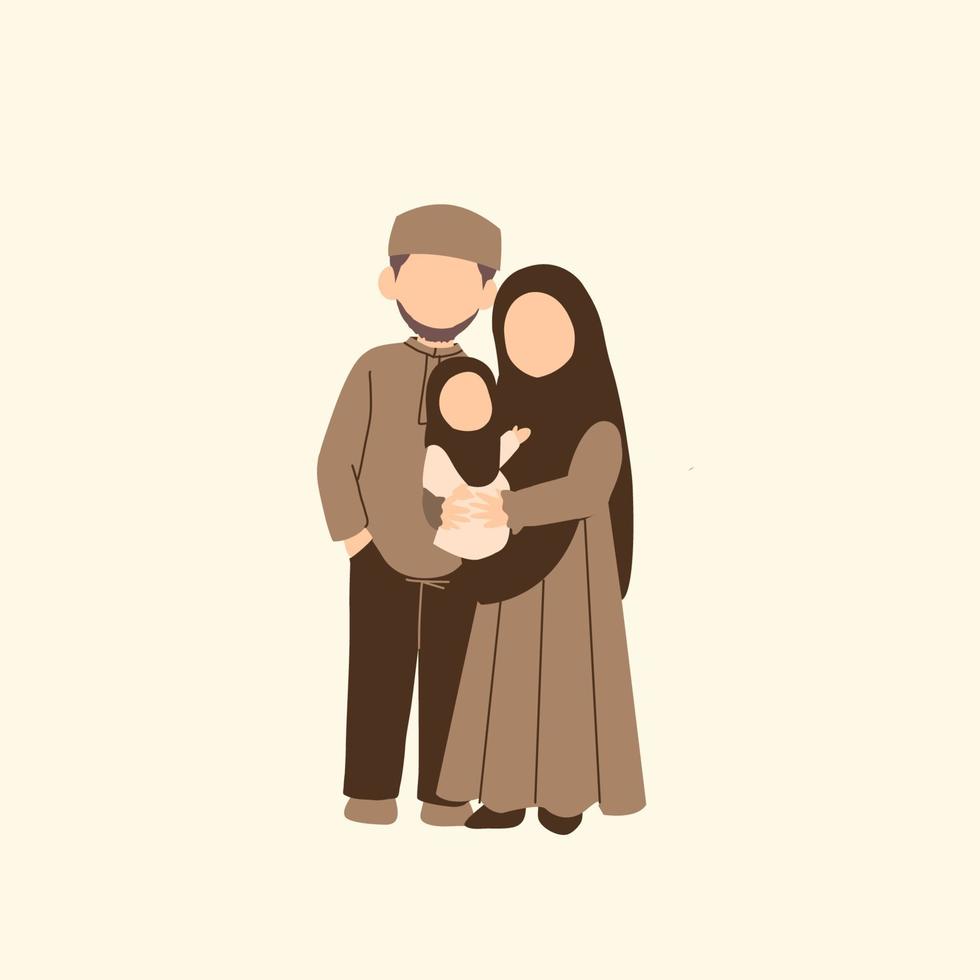 tecknad serie av muslim familj vektor