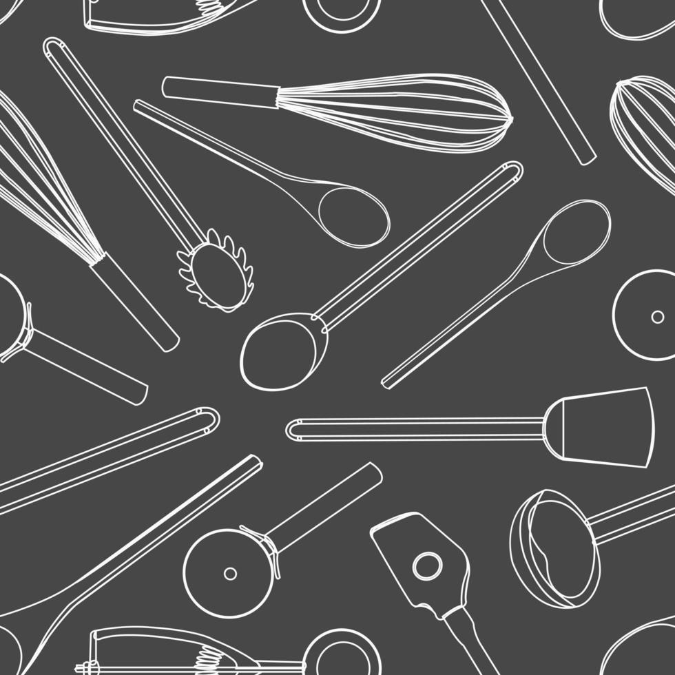 nahtlose Küchenwerkzeuge Muster niedlichen Jahrgang vektor