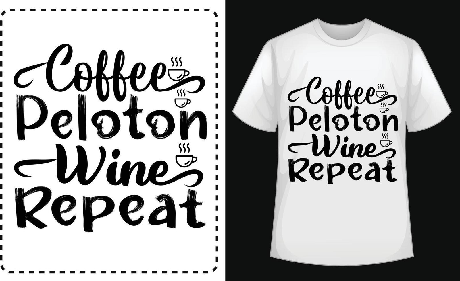 kaffe peloton vin upprepa typografisk t skjorta vektor för fri